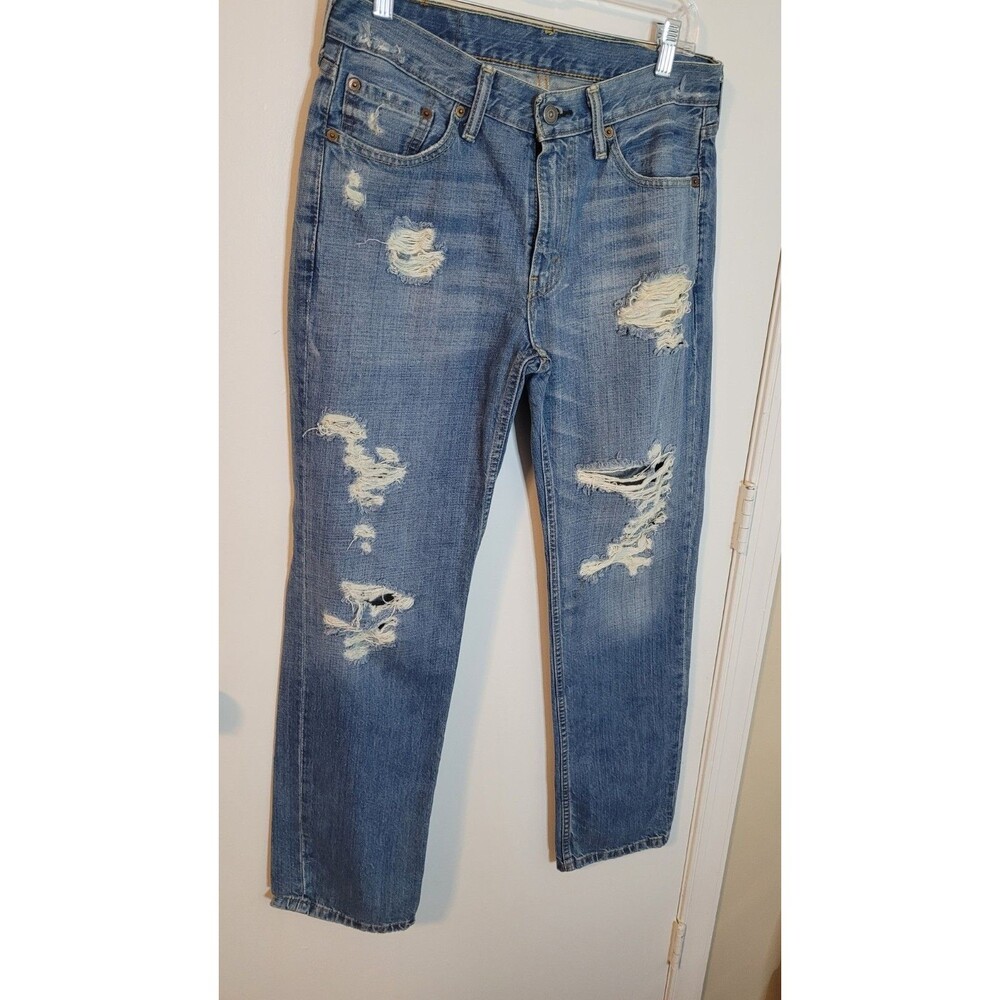 Levis 514 Jeans Mens 30x30 Blue Straight Distressed Ripped Denim